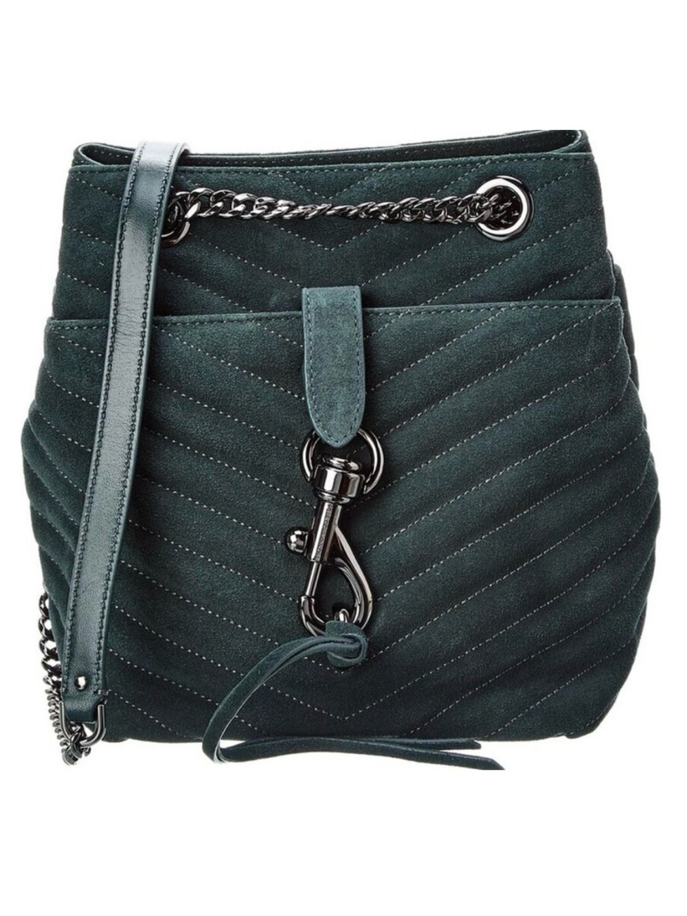Rebecca Minkoff Edie Suede Bucket Crossbody Bag Bucket Green Gunmetal